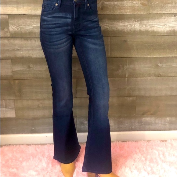 RESTOCK!! kancan mid rise flares super dark wash - Picture 9 of 12